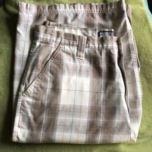 Vintage South Pole Shorts Men's 34 Plaid Brown Orange Baggy Fit Y2K Poly Cotton